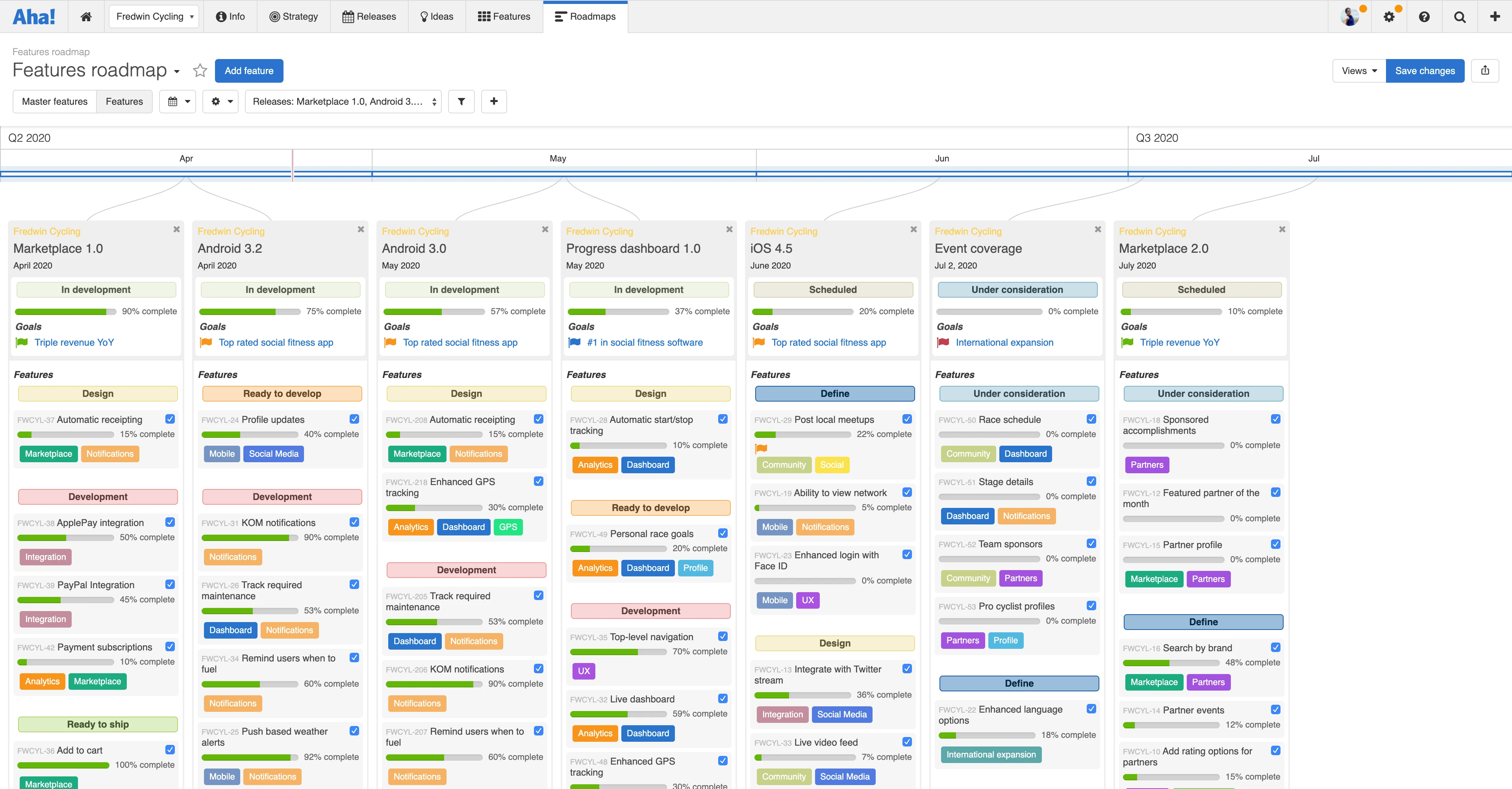 Track progress on roadmaps in Aha! as work is completed in Asana.