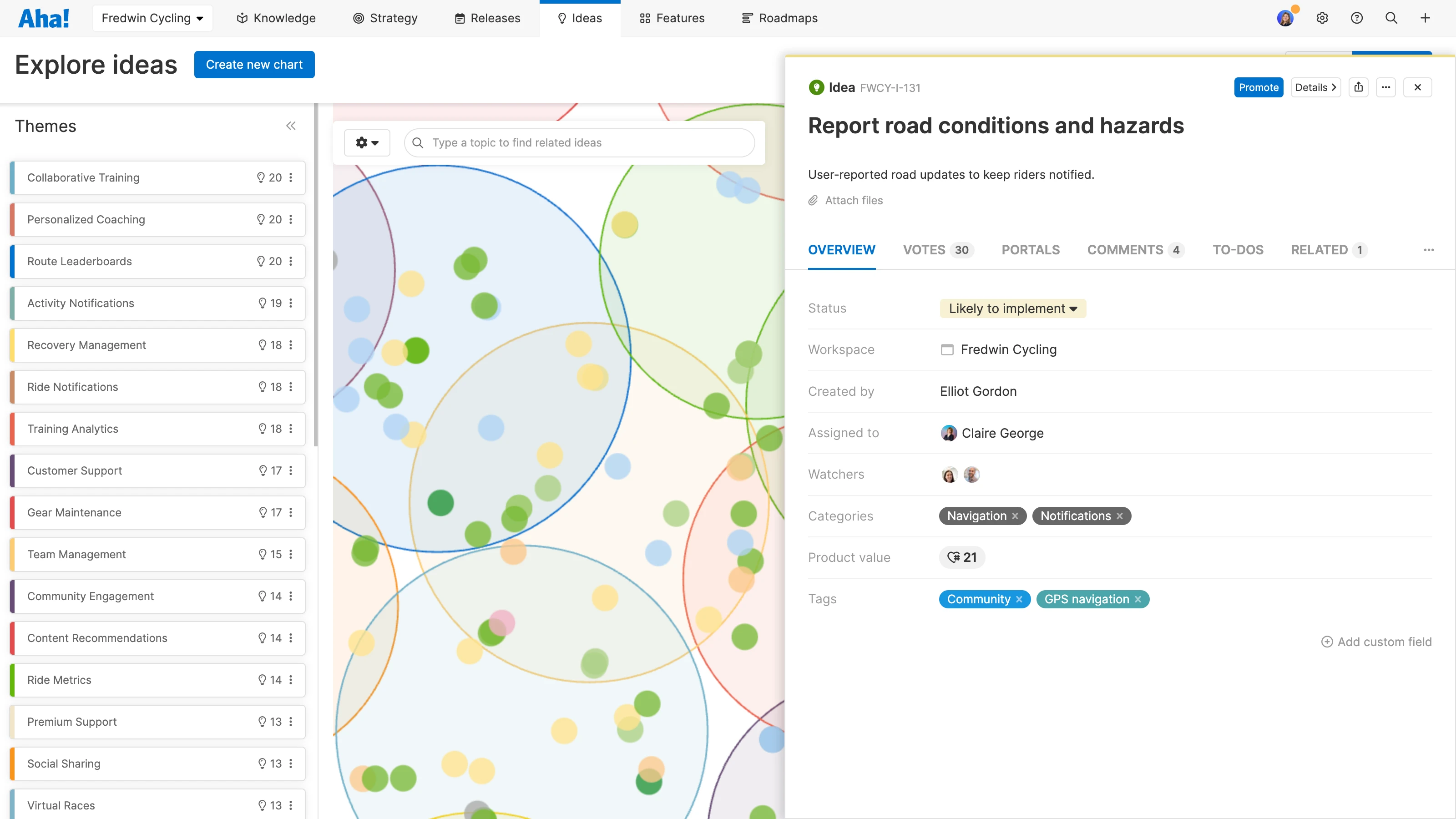 Identify feedback themes with AI Exploration in Aha! Ideas