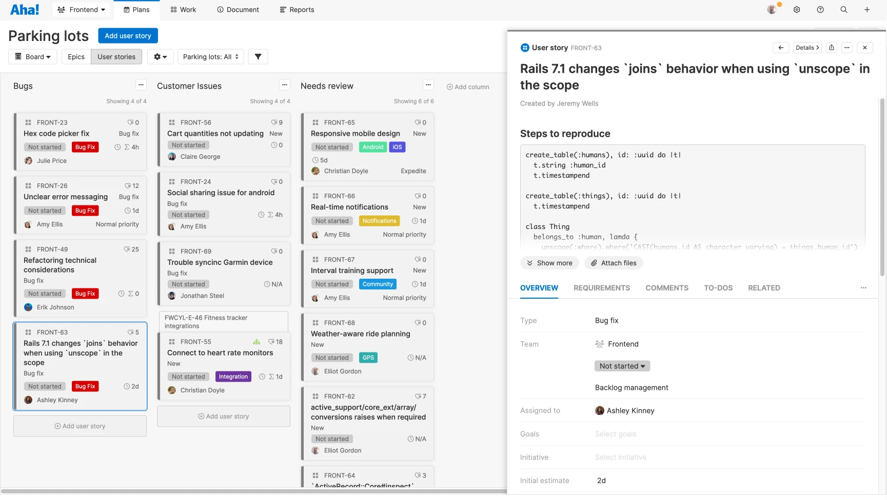 Develop / Backlog management - Capture technical work