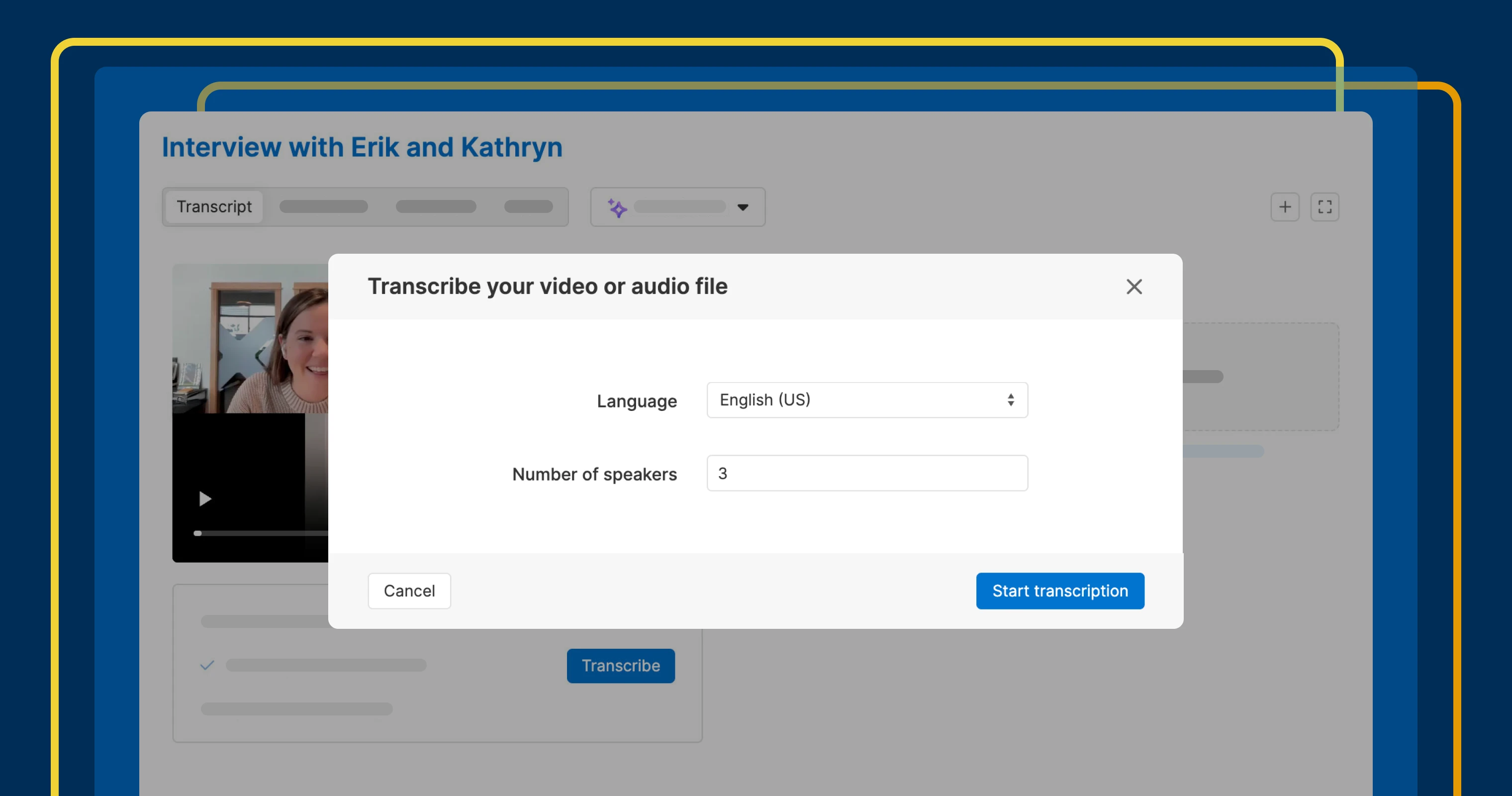 Transcribe any audio or video customer interview with Aha! Discovery