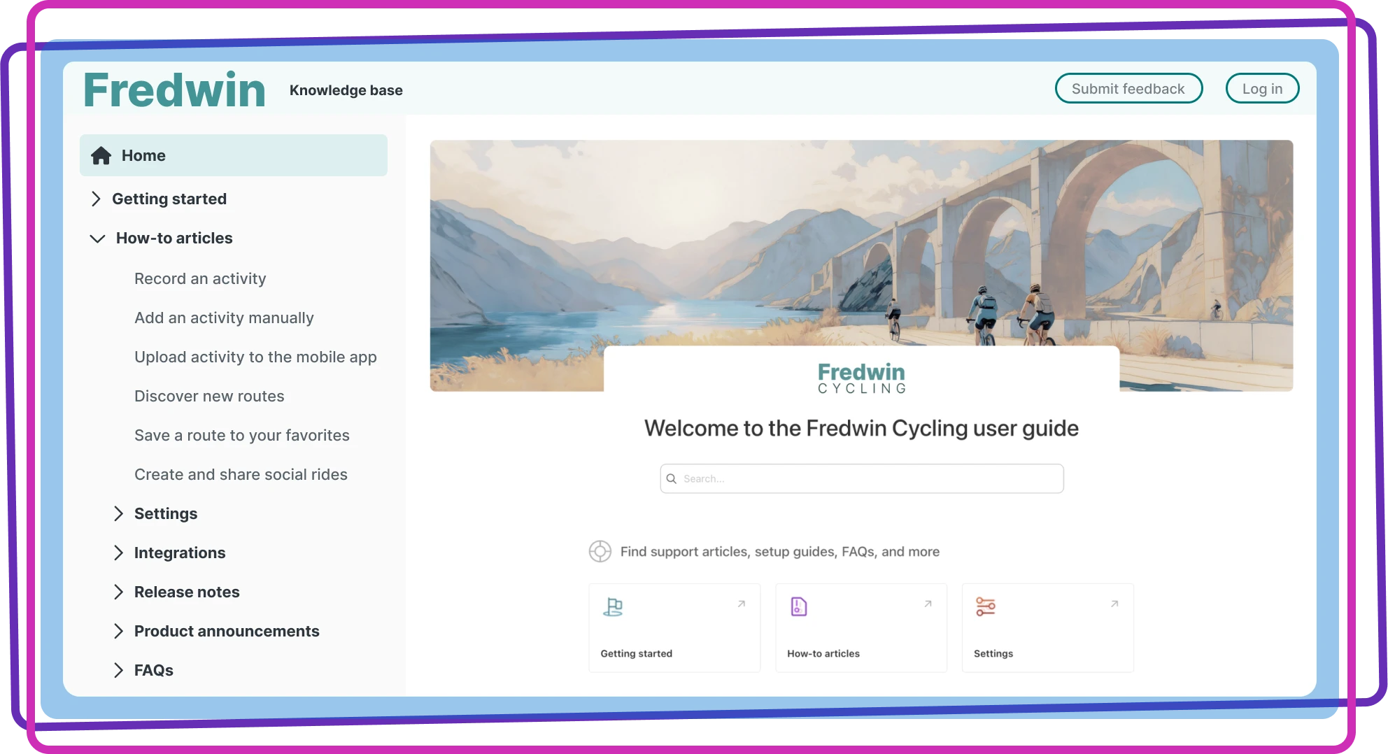 An image of a knowledge base for sharing product information with customers and colleagues using Aha! product documentation software