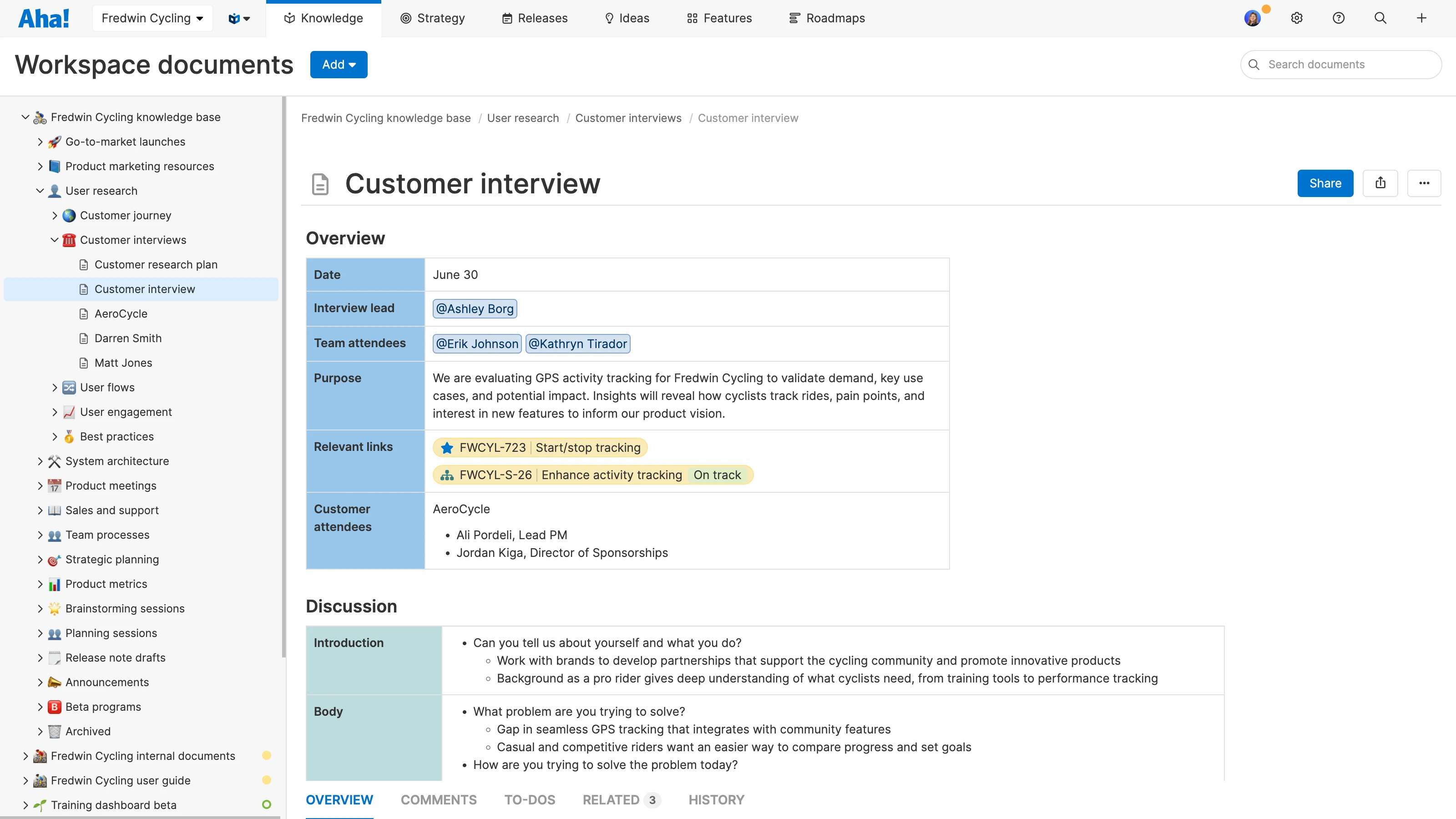 Customer interview template