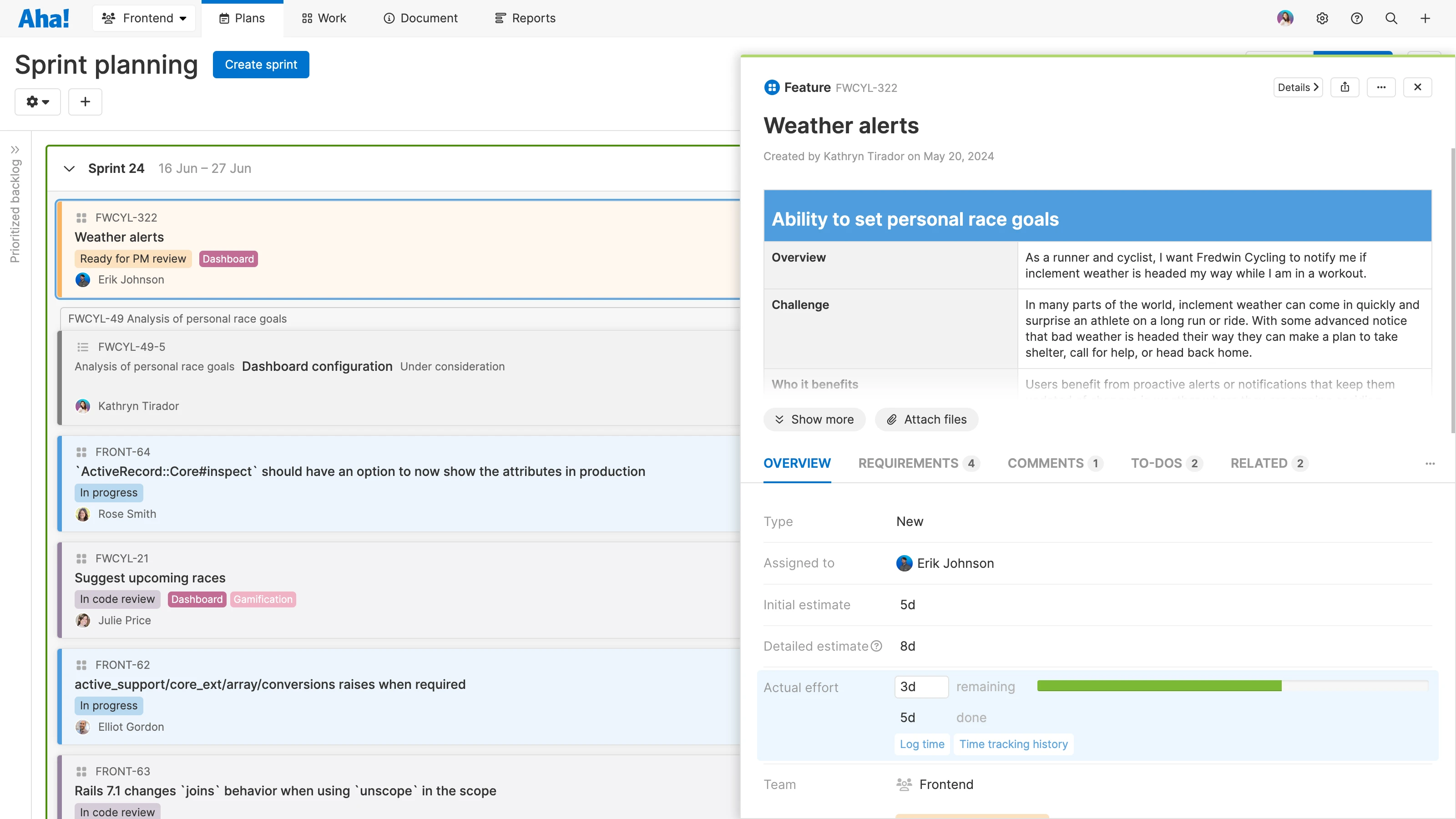 Track actual engineering effort