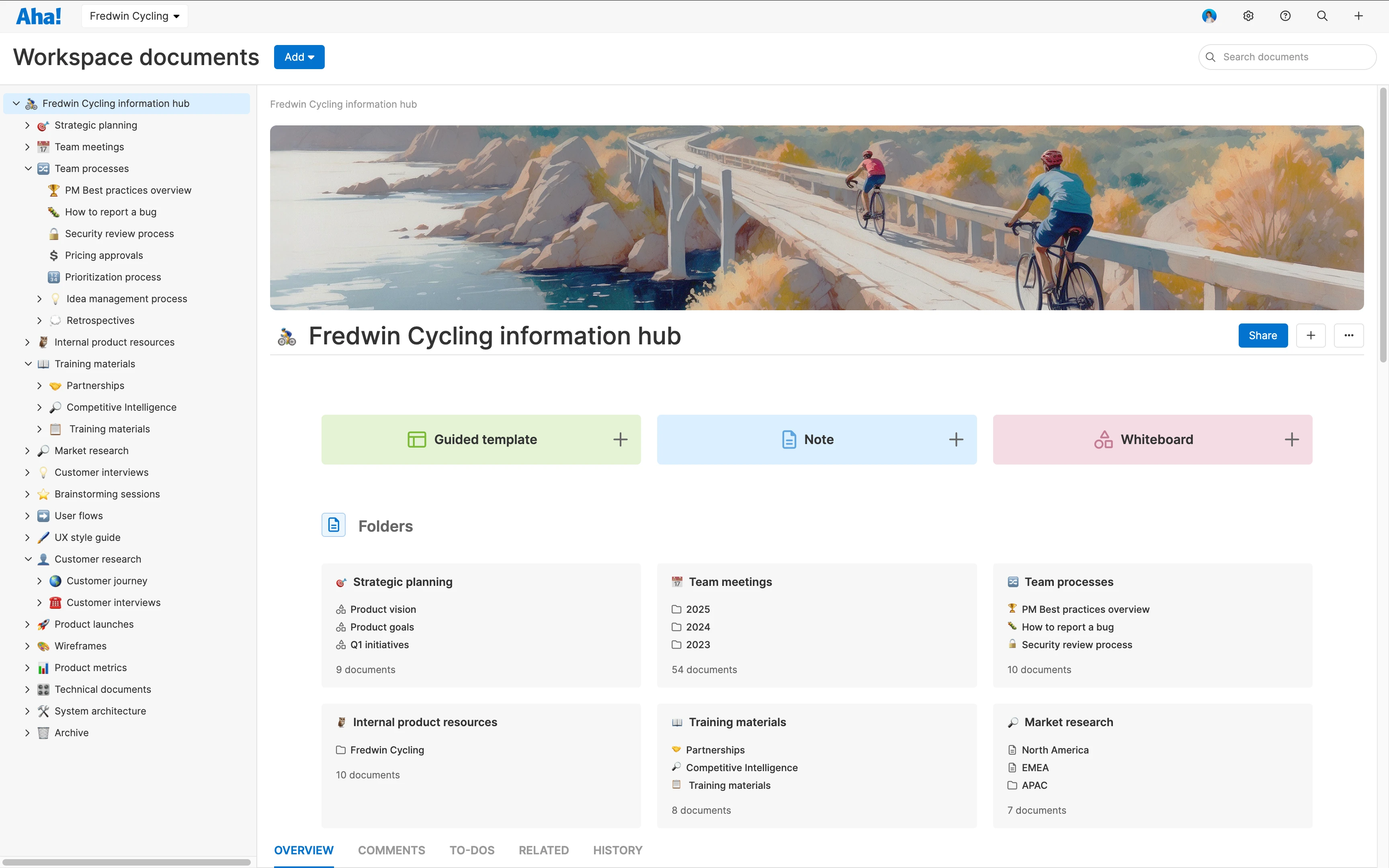 Information hub in Aha! Knowledge