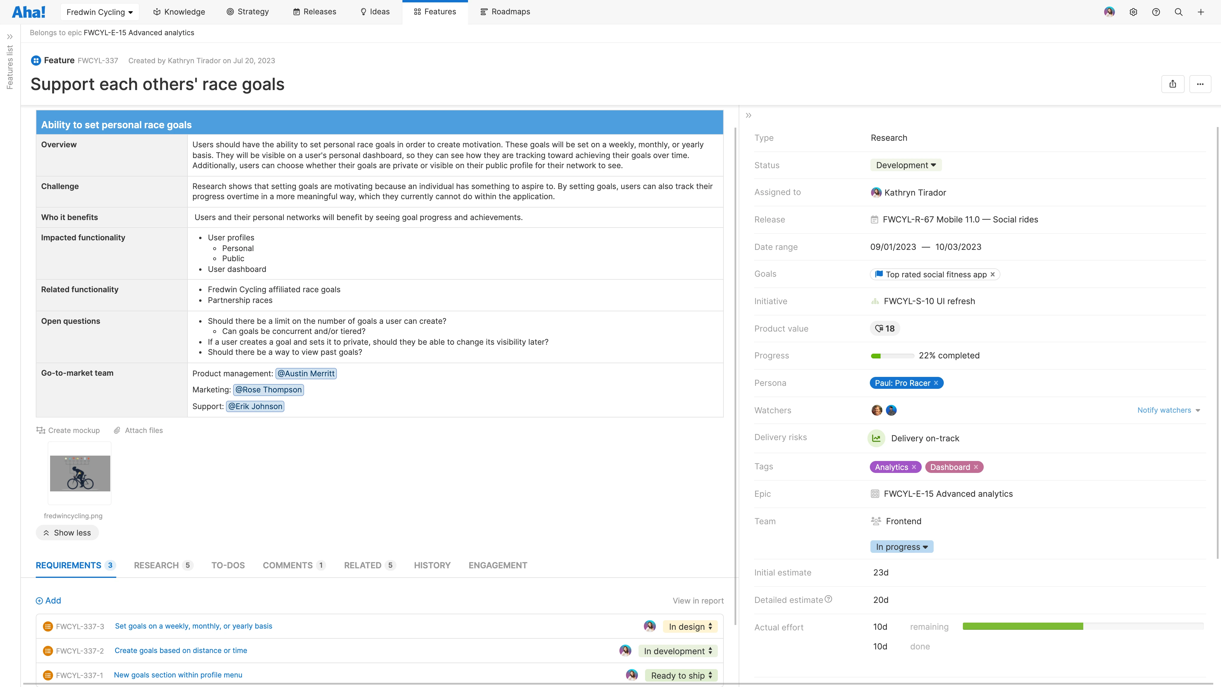 Feature details layout