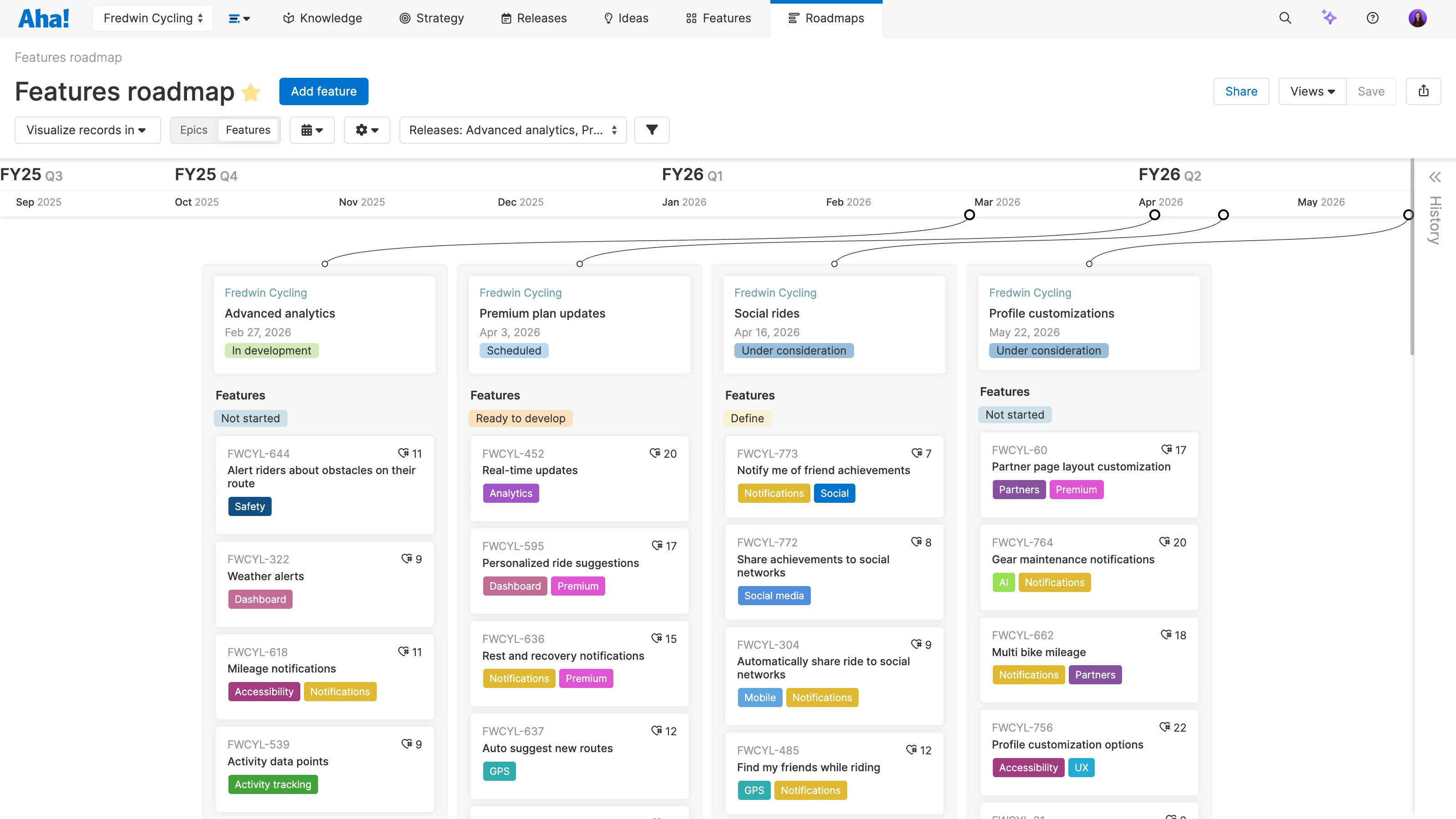 Features roadmap example