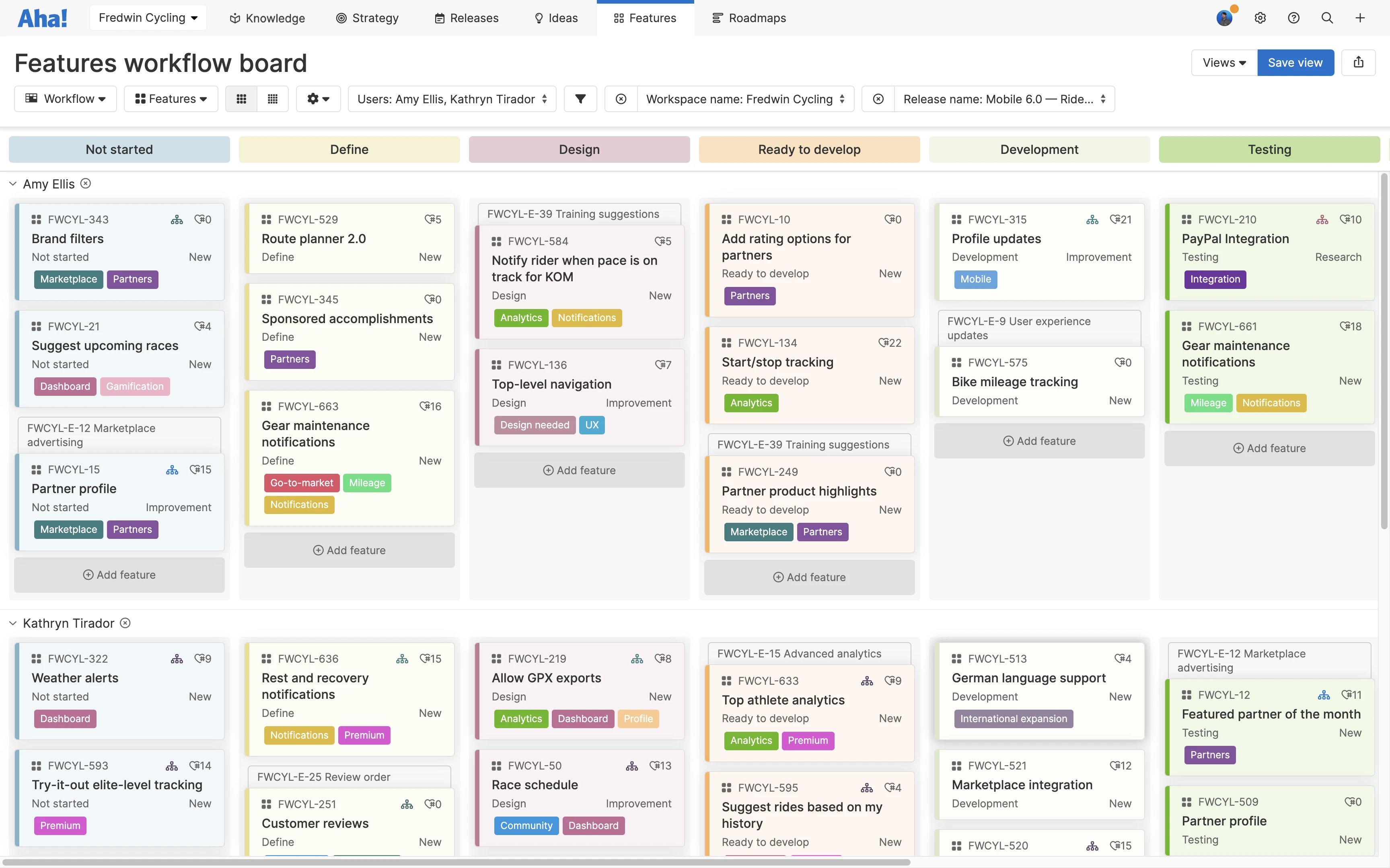 Kanban board with multiple teammates