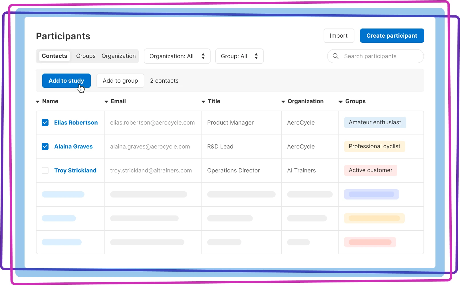Manage research participants in Aha! Discovery