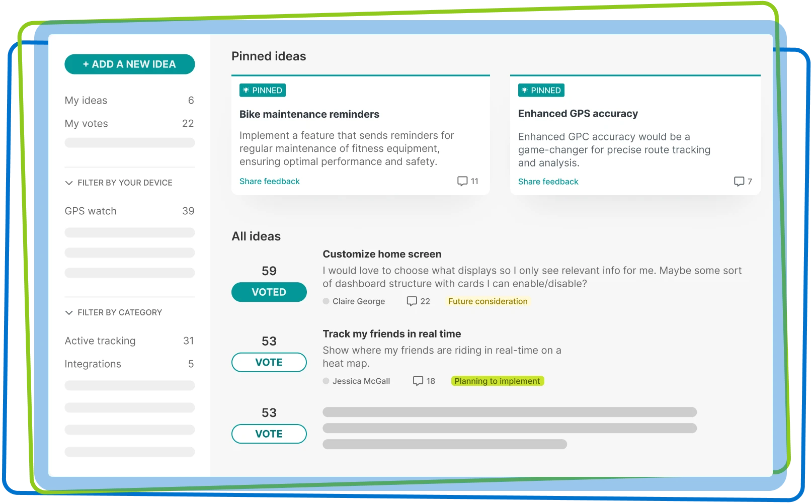 An image of an ideas portal in Aha! idea management software to centralize customer feedback