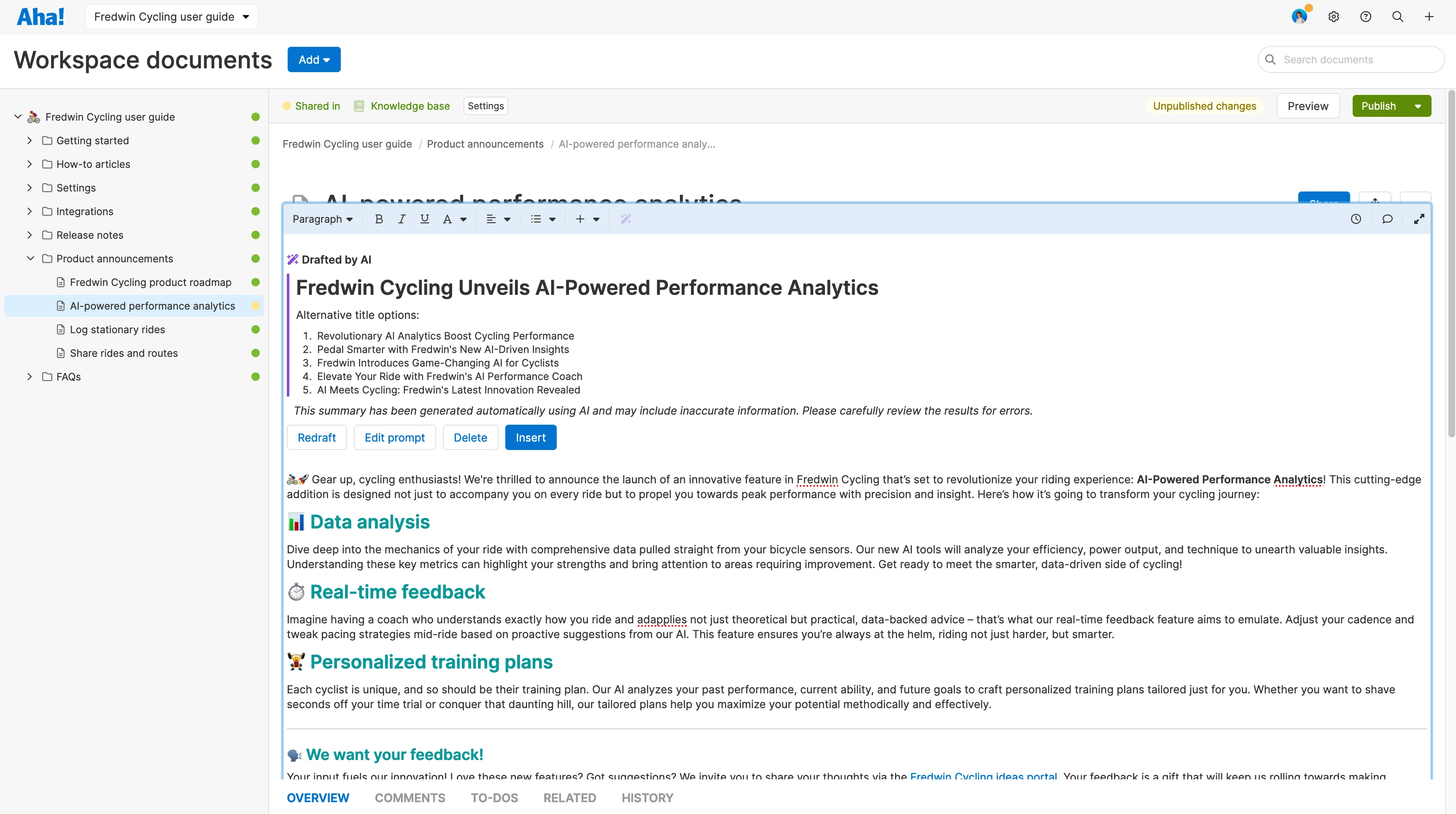 Knowledge - Product KB - Draft with AI