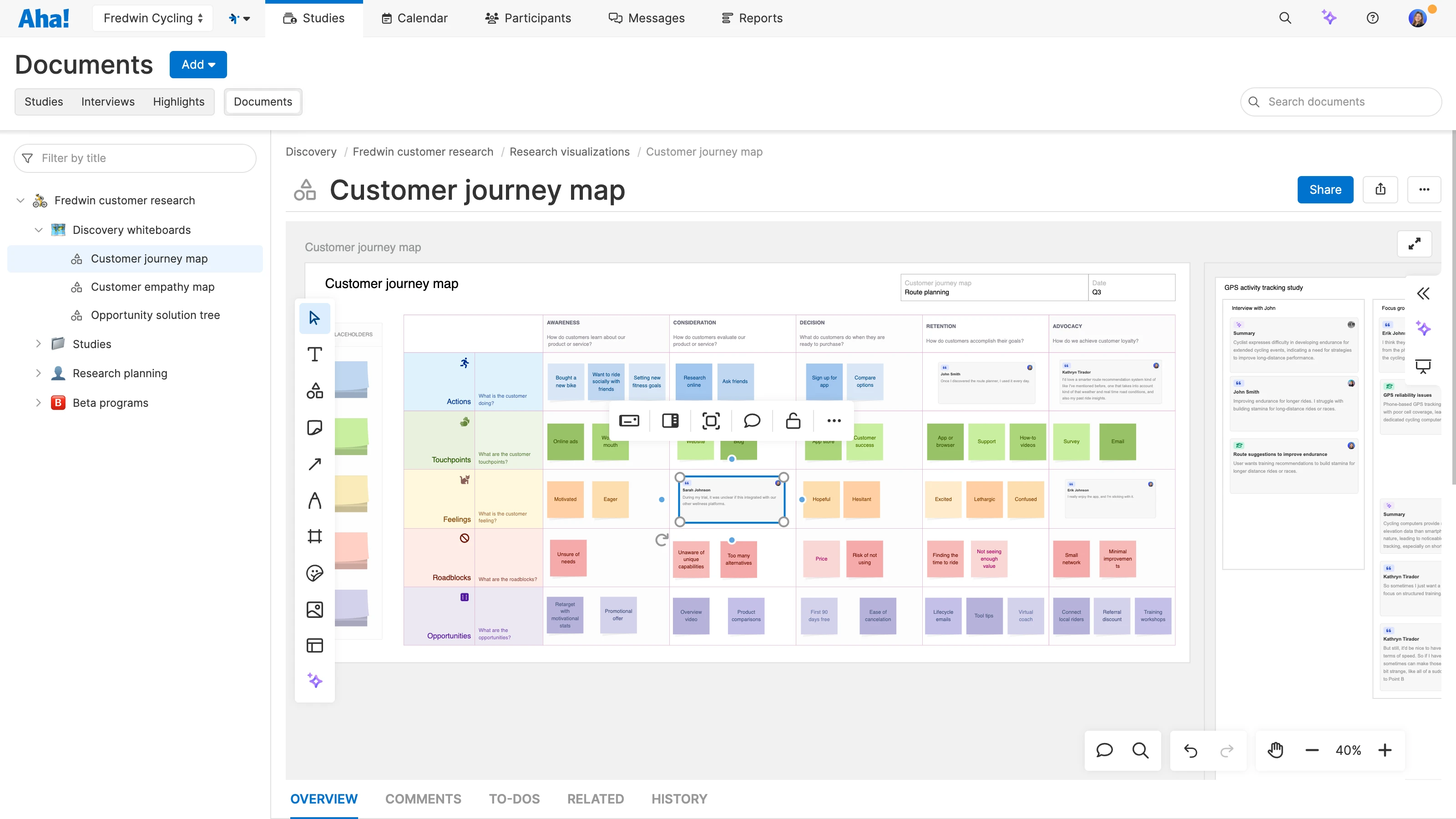 Use built-in whiteboards in Aha! Discovery