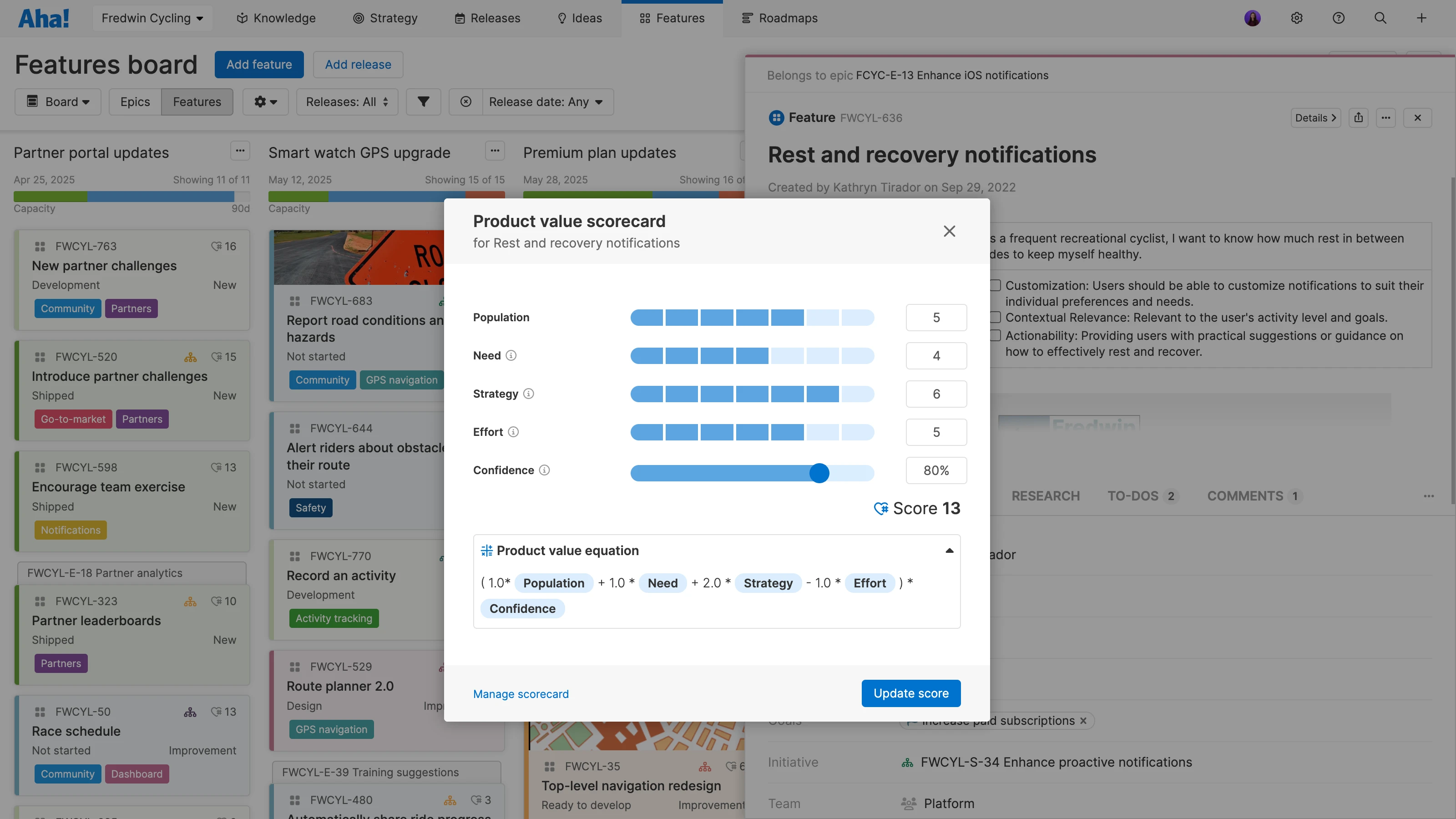 Use the product value scorecard
