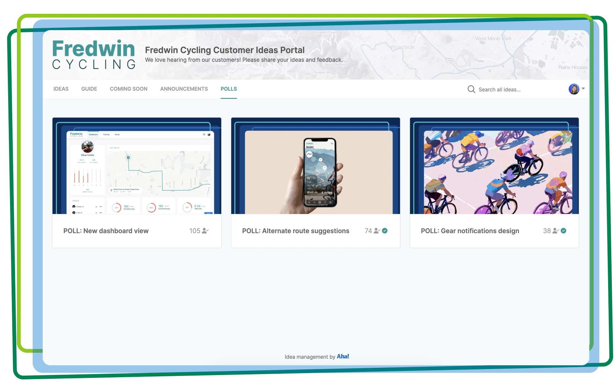 Product feedback polls in an ideas portal