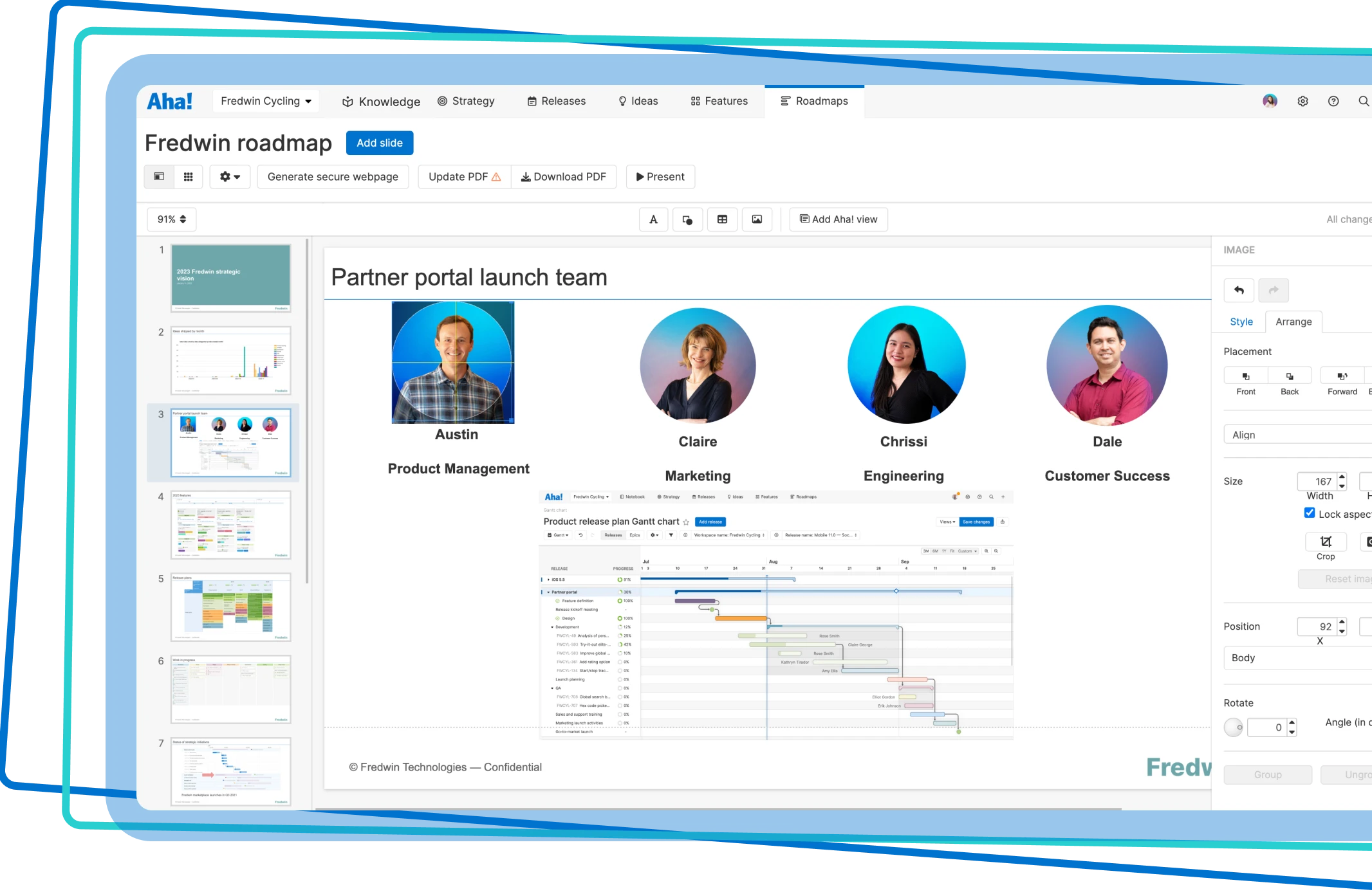 Customize your slides with rich formatting options