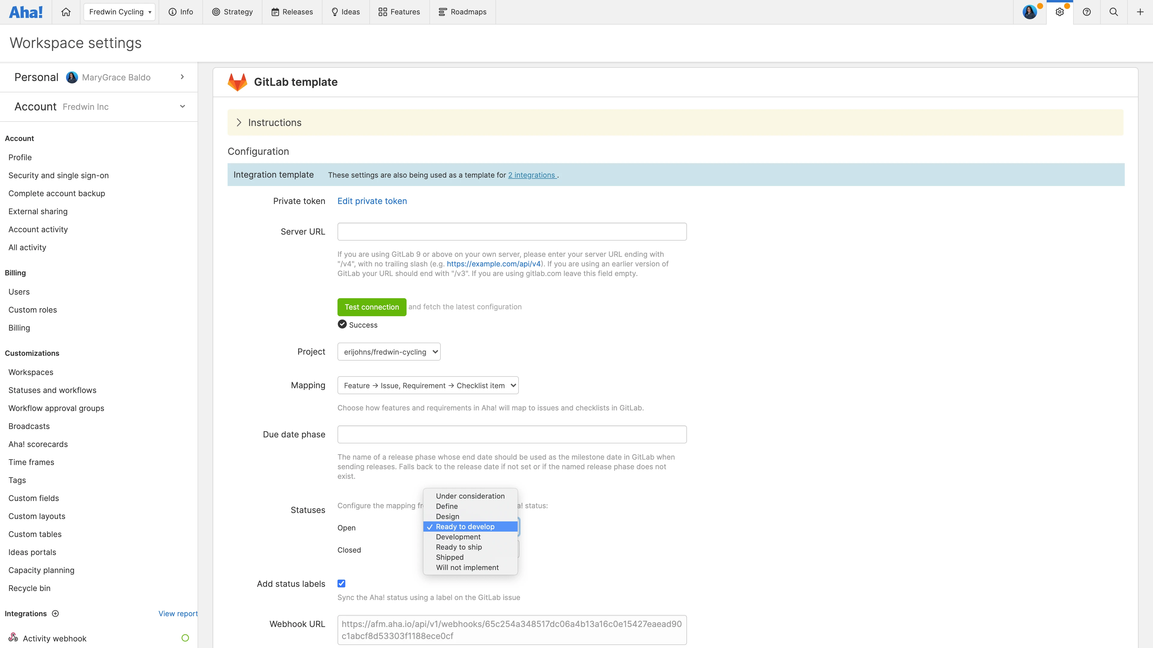 Configure your record and field mappings, and sync statuses.