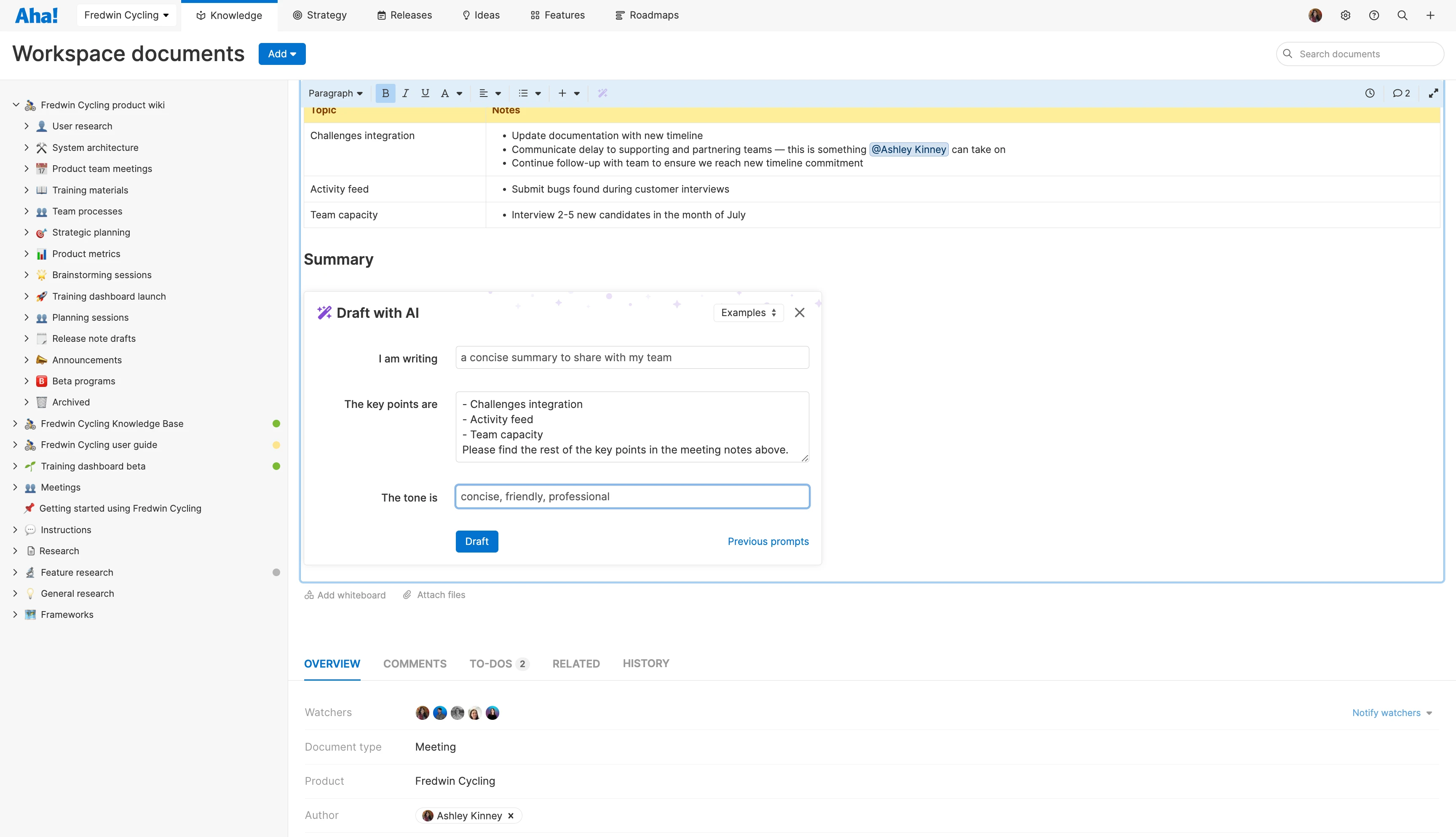 Knowledge - Meetings - Elevate notes