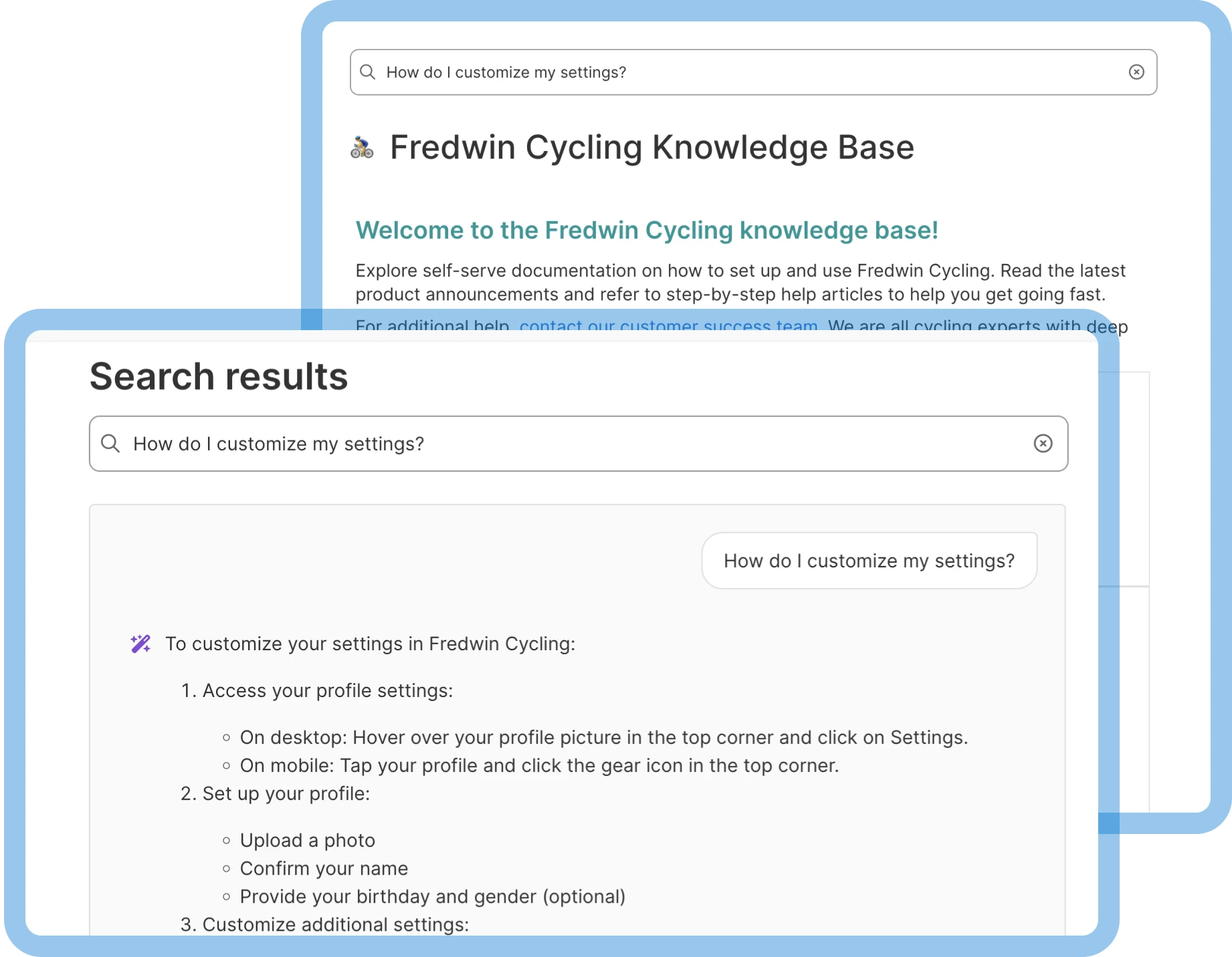 An image of a search query using AI-generated search in a knowledge base