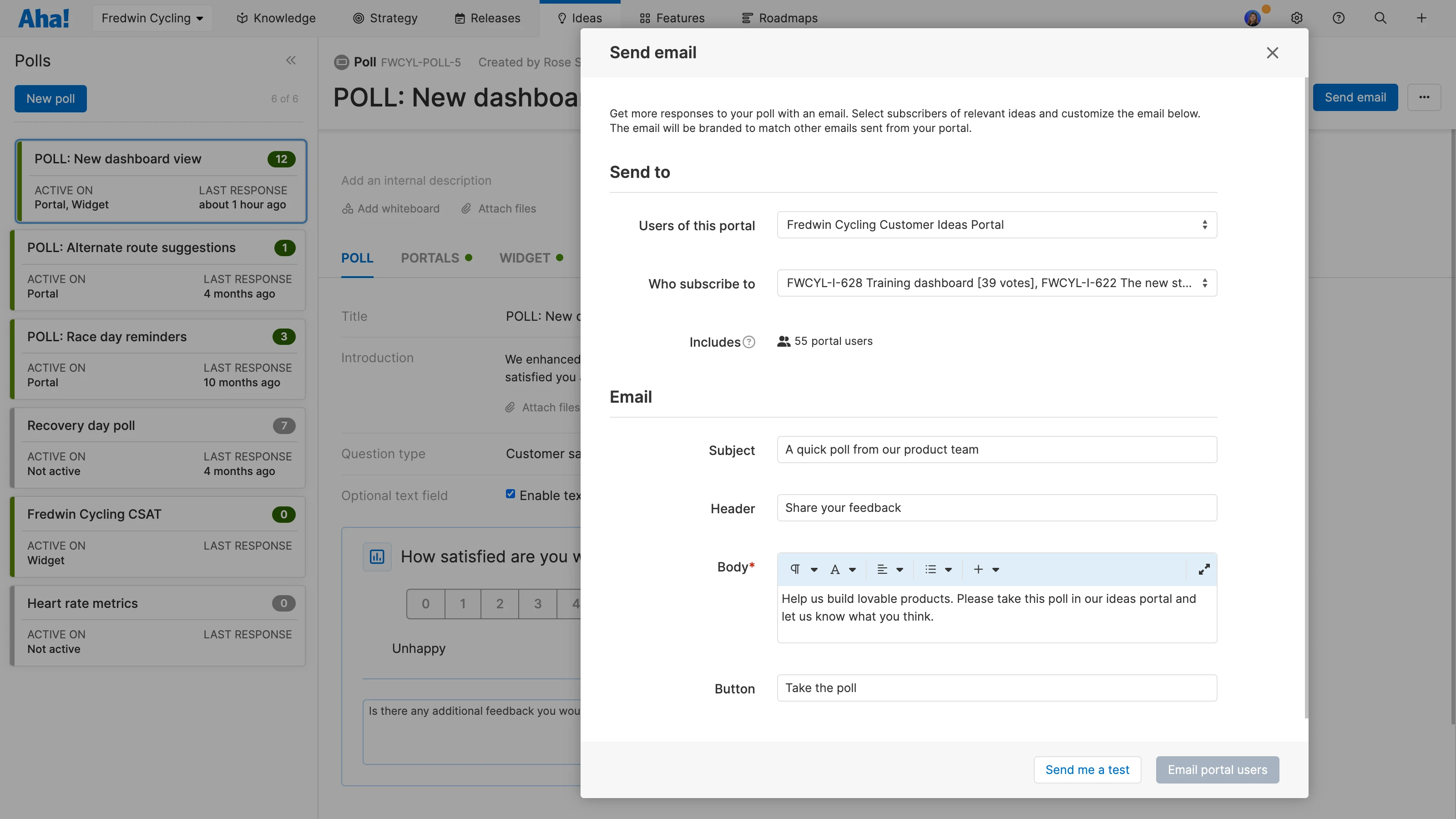 Option to send poll via email to relevant idea subscribers