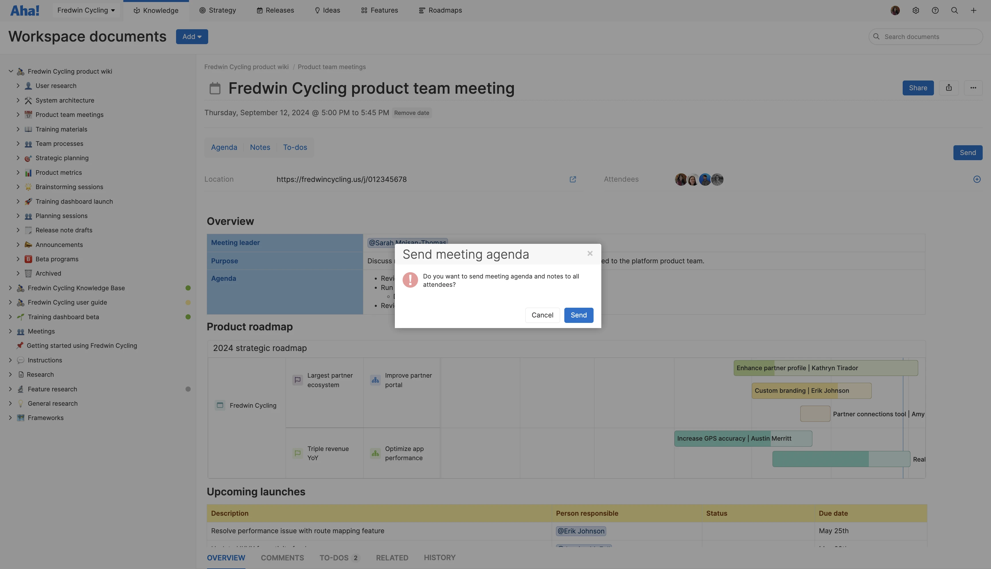 Knowledge - meetings - share agenda
