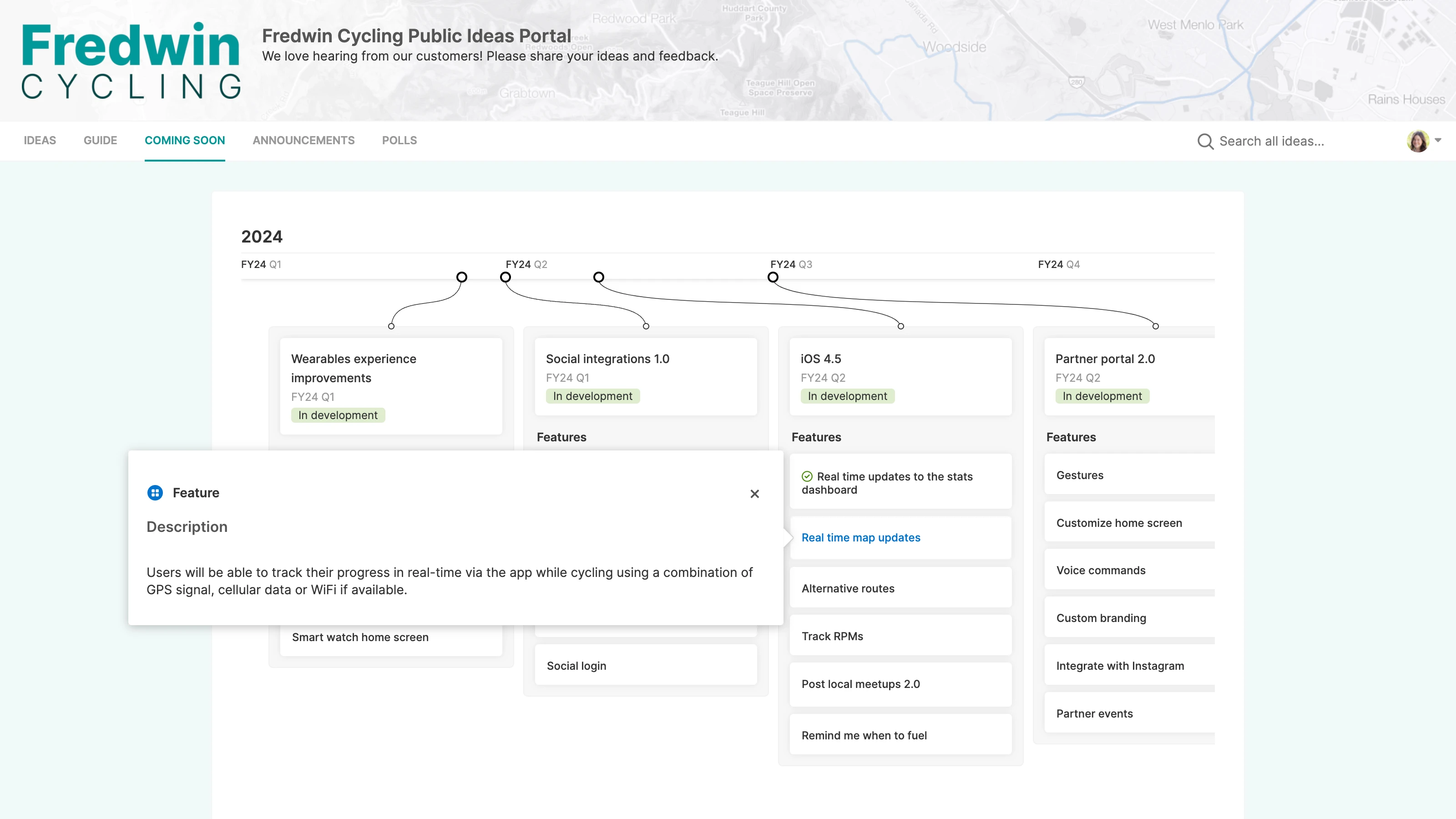 Share your roadmap in your ideas portal when you use Aha! Roadmaps with Aha! Ideas Advanced
